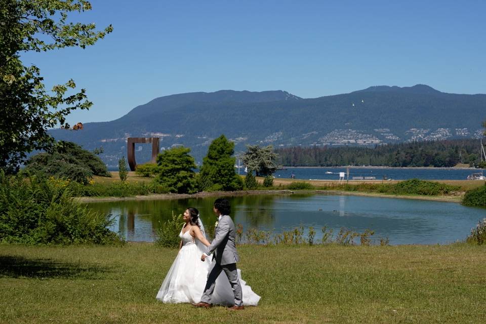 A sunny, post-ceremony stroll