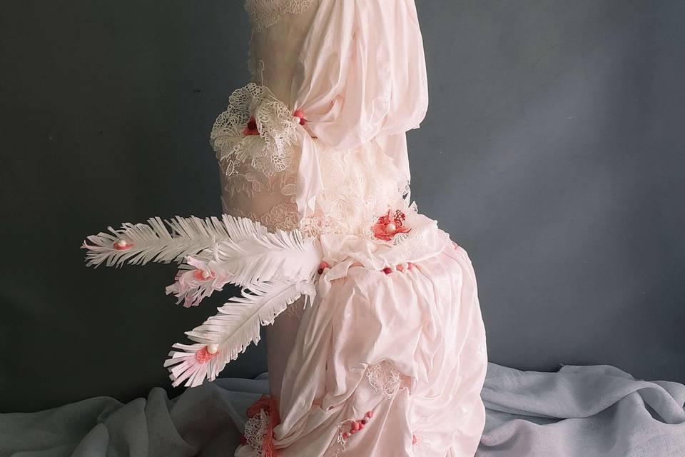 Elegant Pink Silk and Lace Wed
