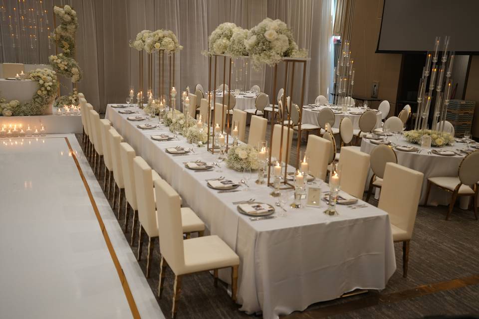 White & Green Table Setup
