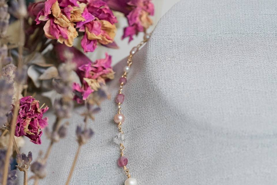Blush bridal necklace