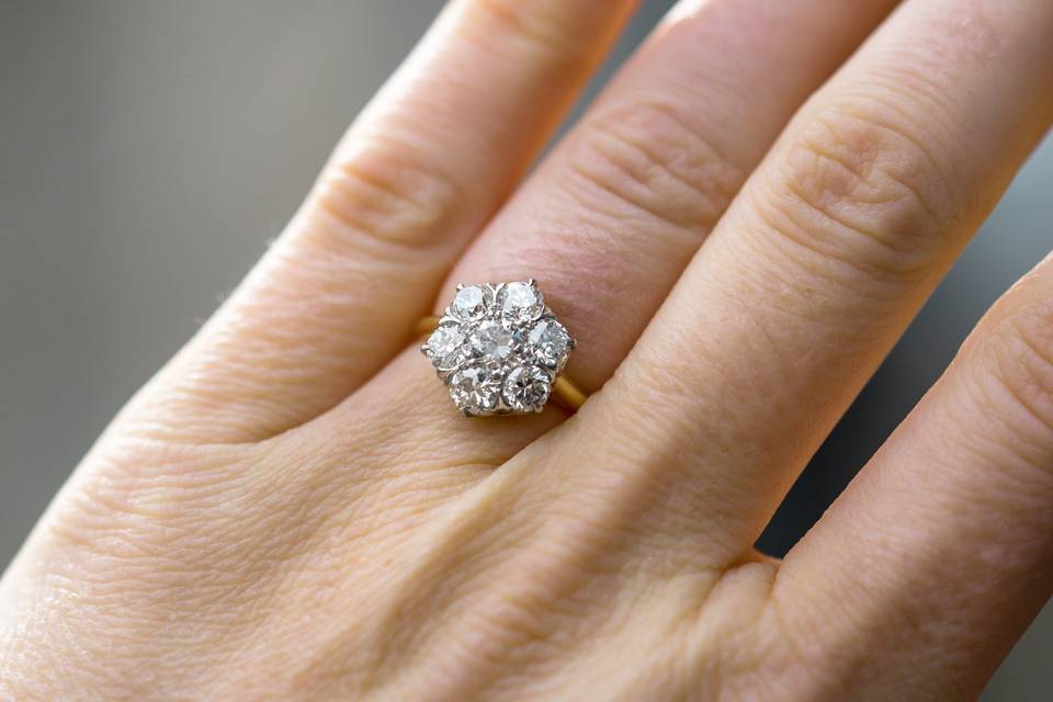 Vintage flower engagement ring