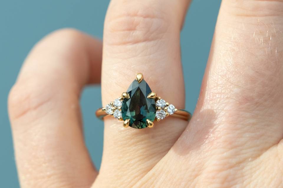 Pear sapphire engagement ring