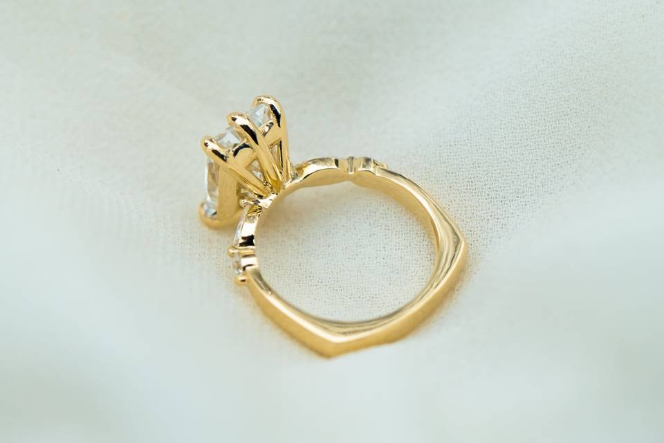 Custom radiant engagement ring