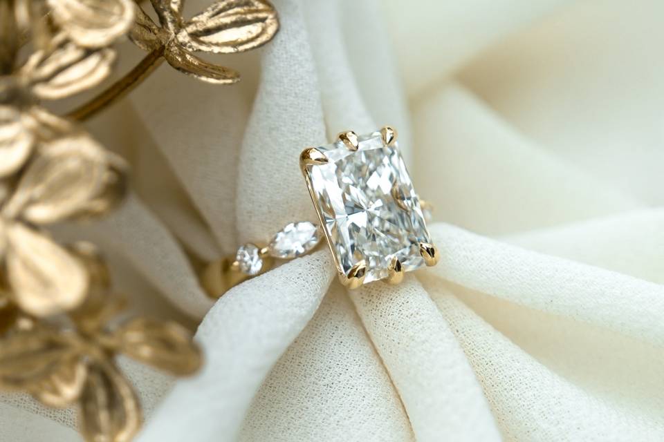 Custom radiant engagement ring