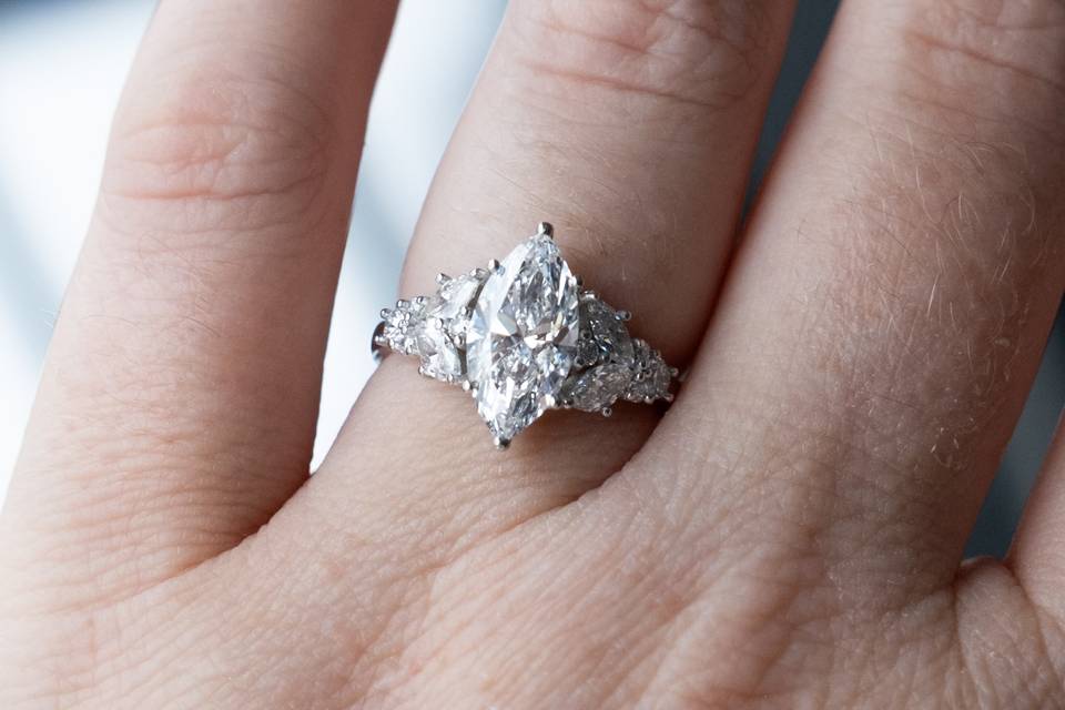 Cluster engagement ring