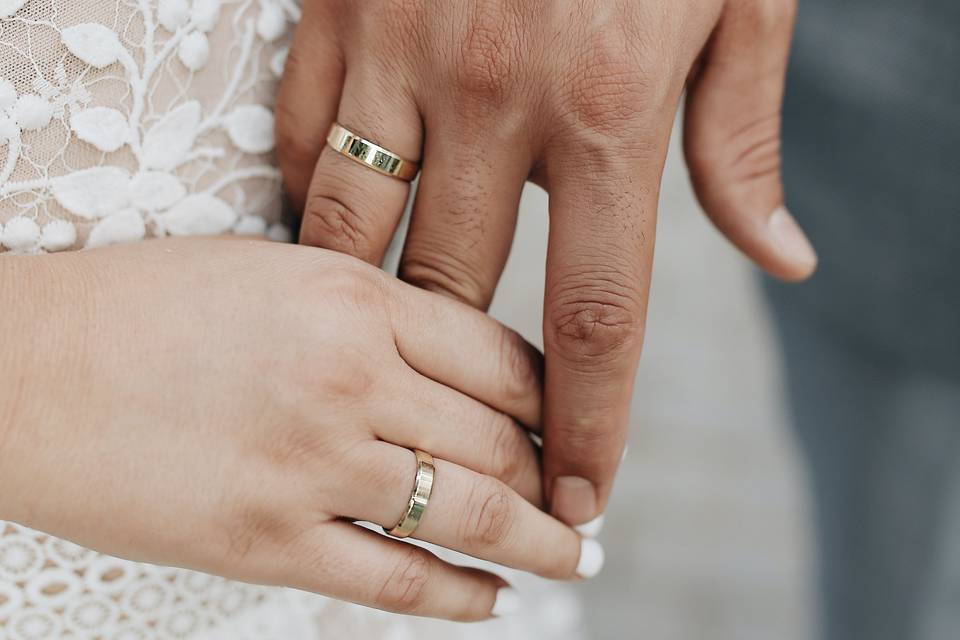 Bevelled wedding bands