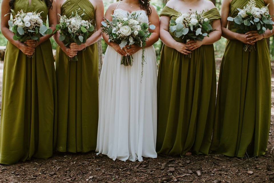 Bride and bridesmaid's bouquets