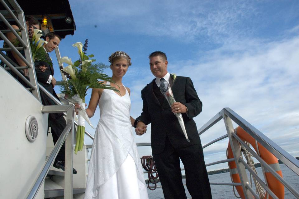 Bride and Groom aboard Sea Fox