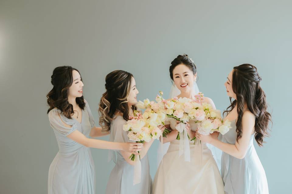 Bride and bridesmaids