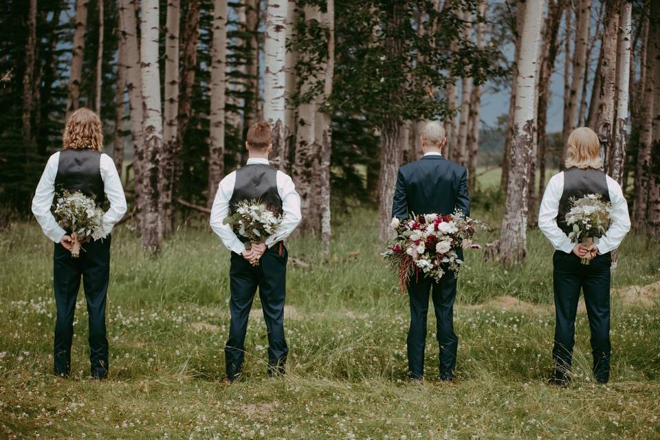 Groomsmen in the forest