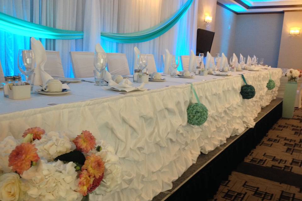 Head table with backdrop