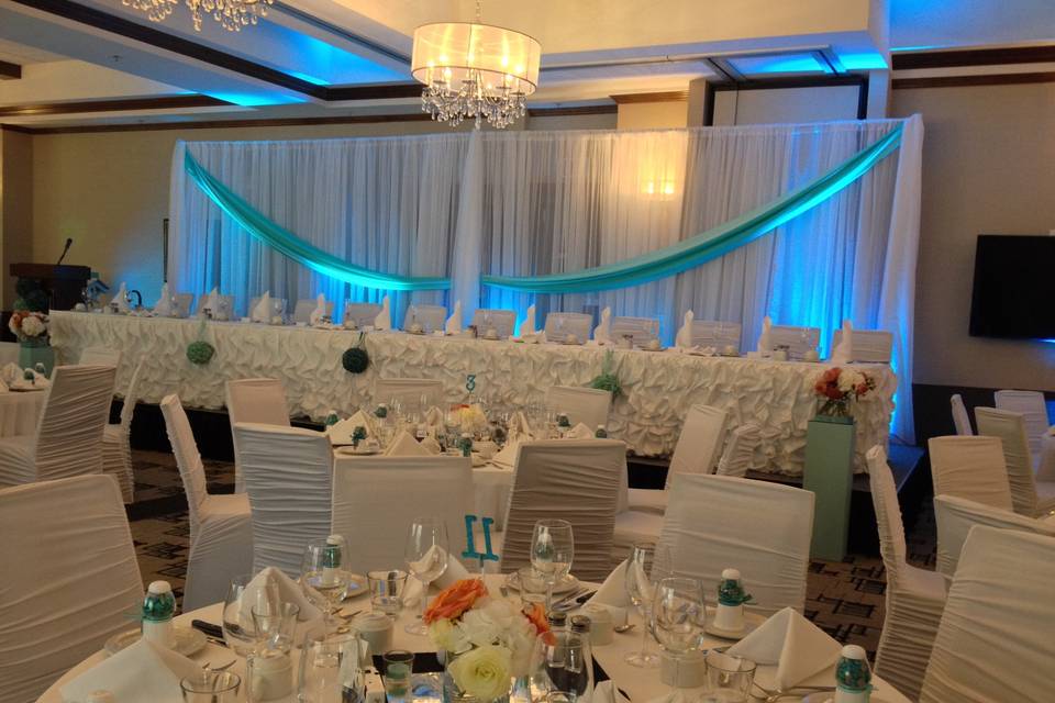 Head table and backdrop