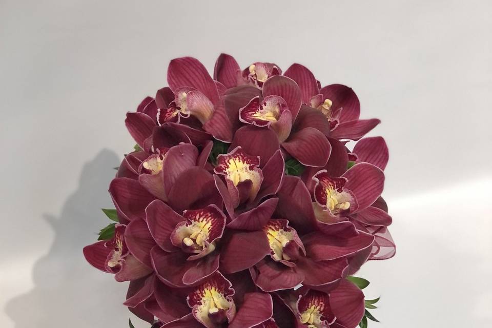 Burgundy bridal orchids tear 3