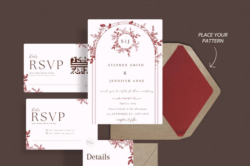Floral wedding invitation set
