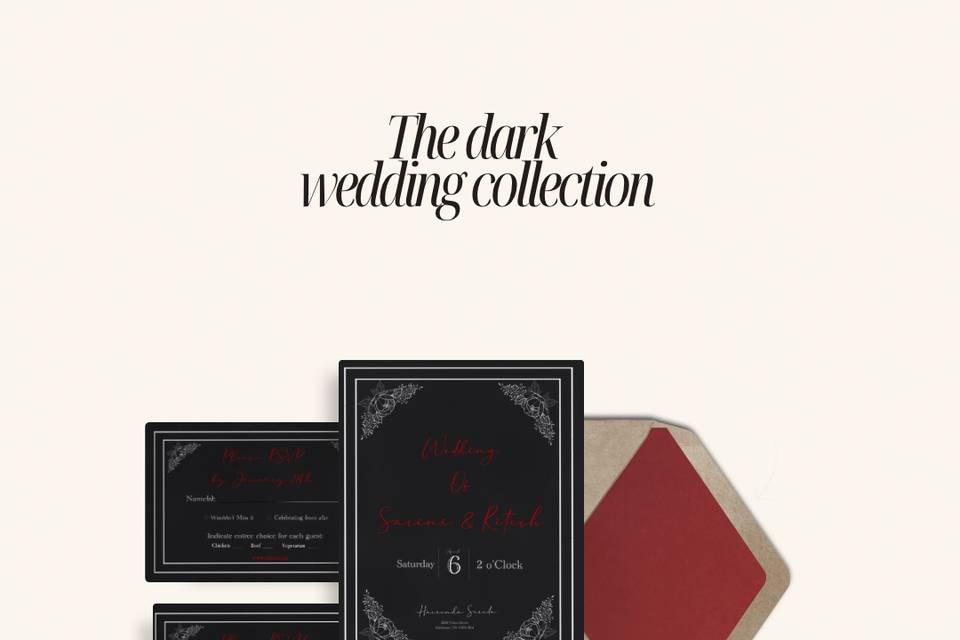 Gothic wedding invitation set