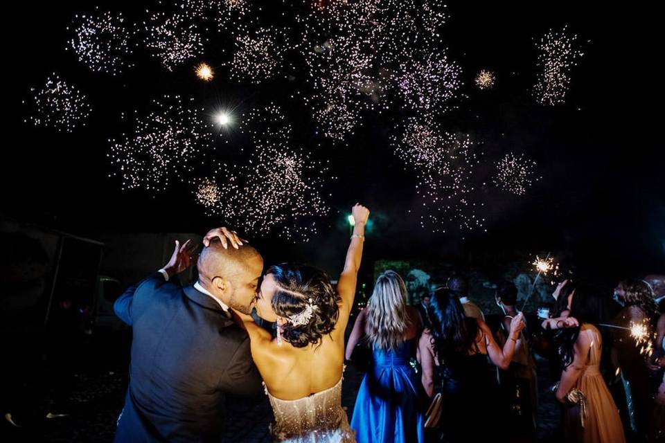 Fireworks at a wedding