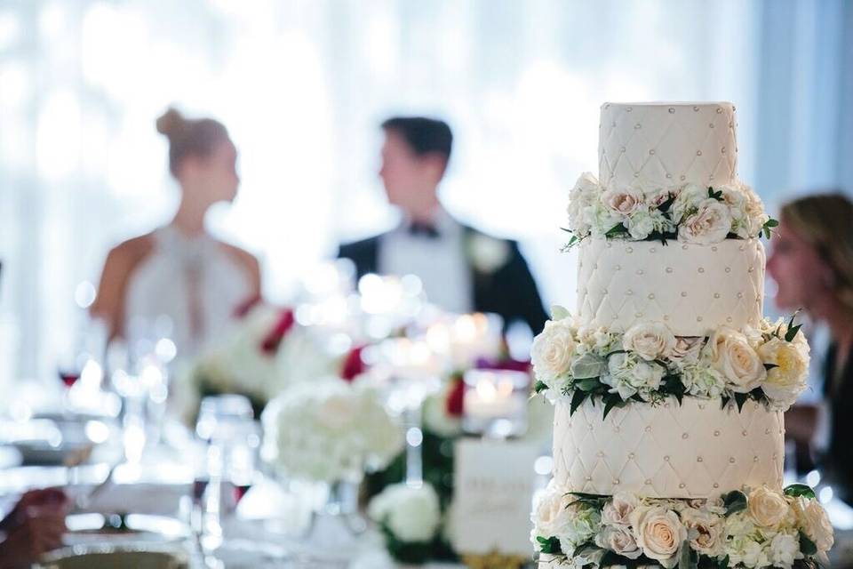 White cake with fresh florals