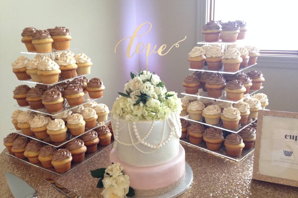 Wedding cake & cupcakes