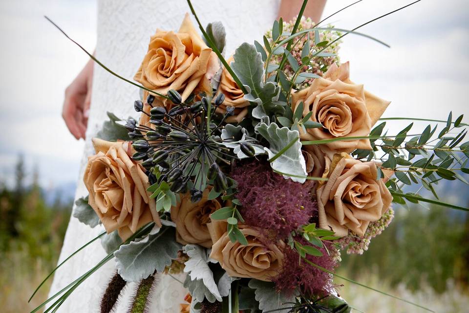 Wedding bouquet with texture