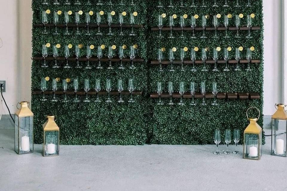 Luxury Greenery Champagne Wall