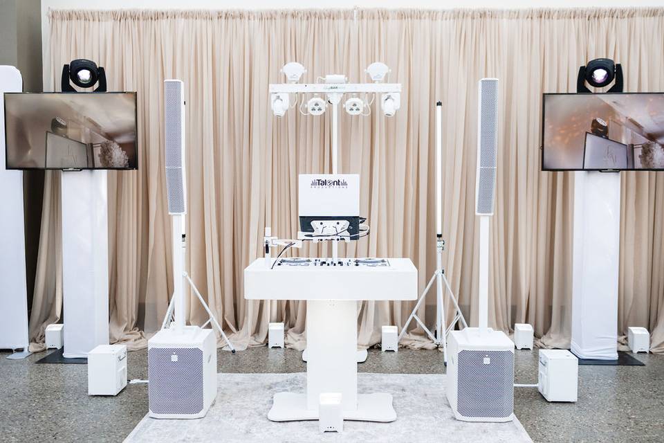 White DJ Setup & Lighting