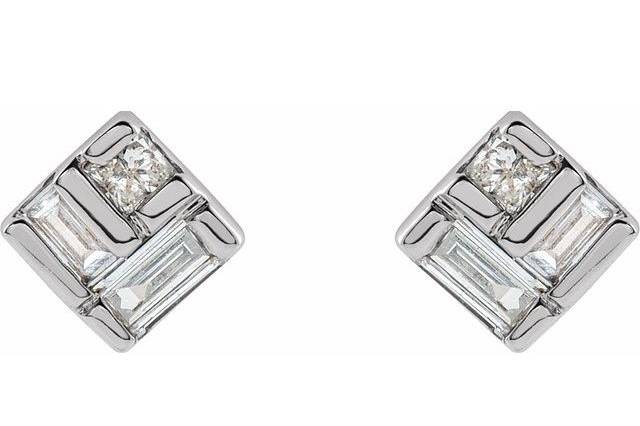 Modern Diamond Button Earrings