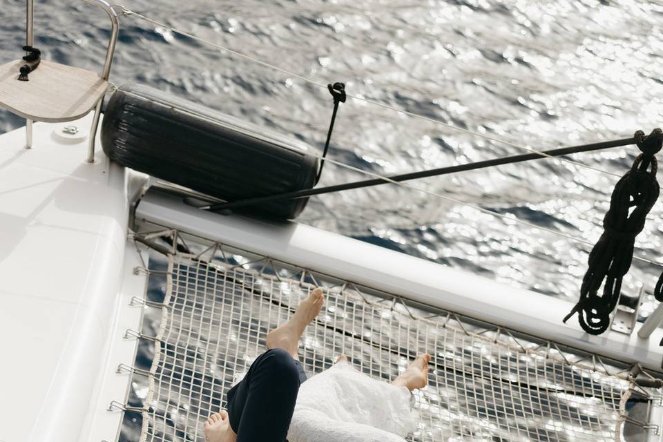 Greek catamaran elopement