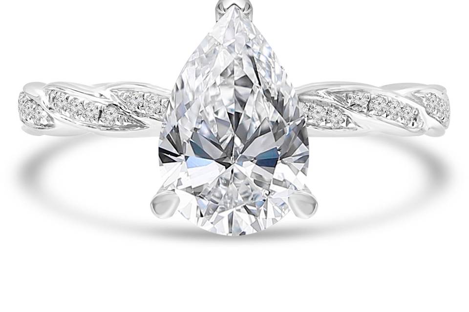 Pave Pear Engagement Ring