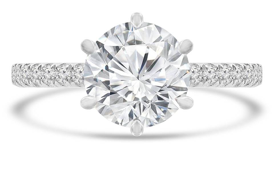 Pave Round Engagement Ring