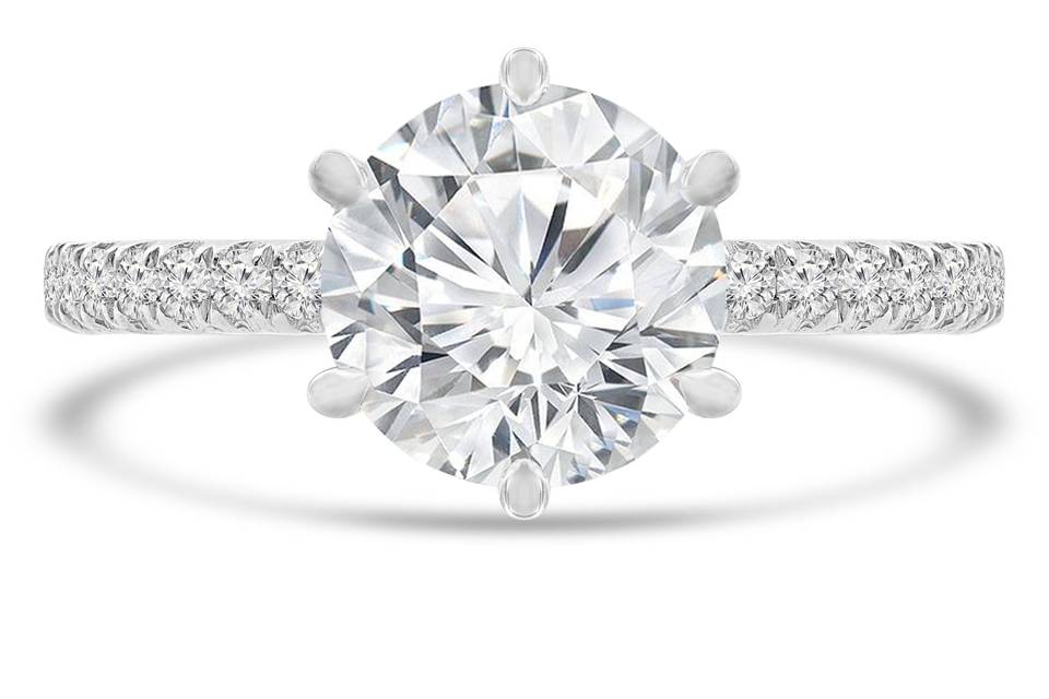 Pave round engagement ring