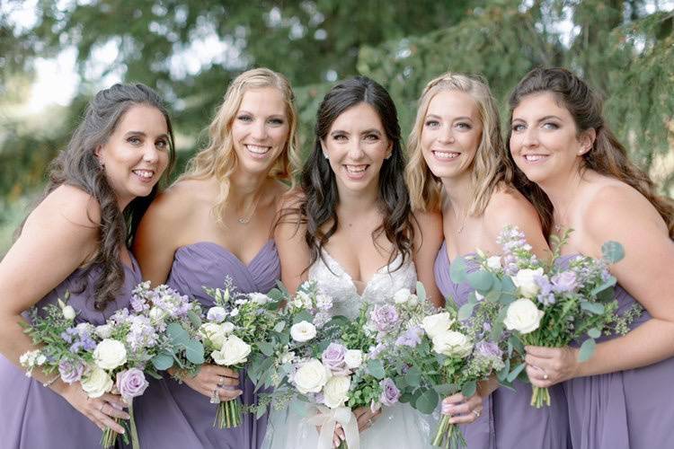 Bride and bridesmaids