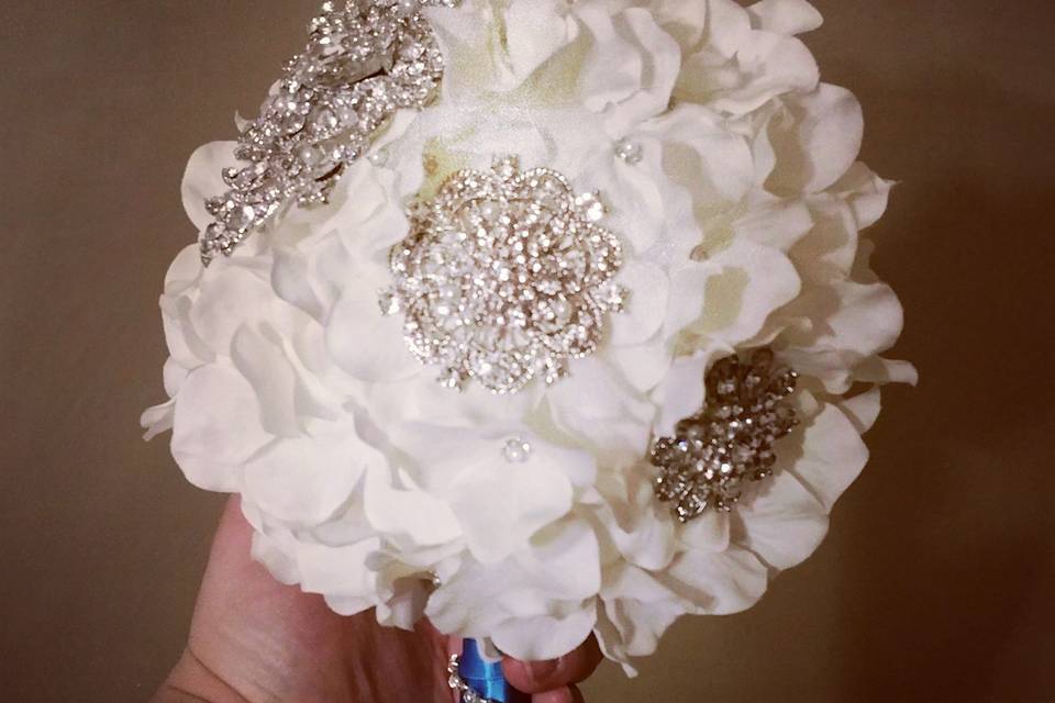 Hydrangea and brooch bouquet