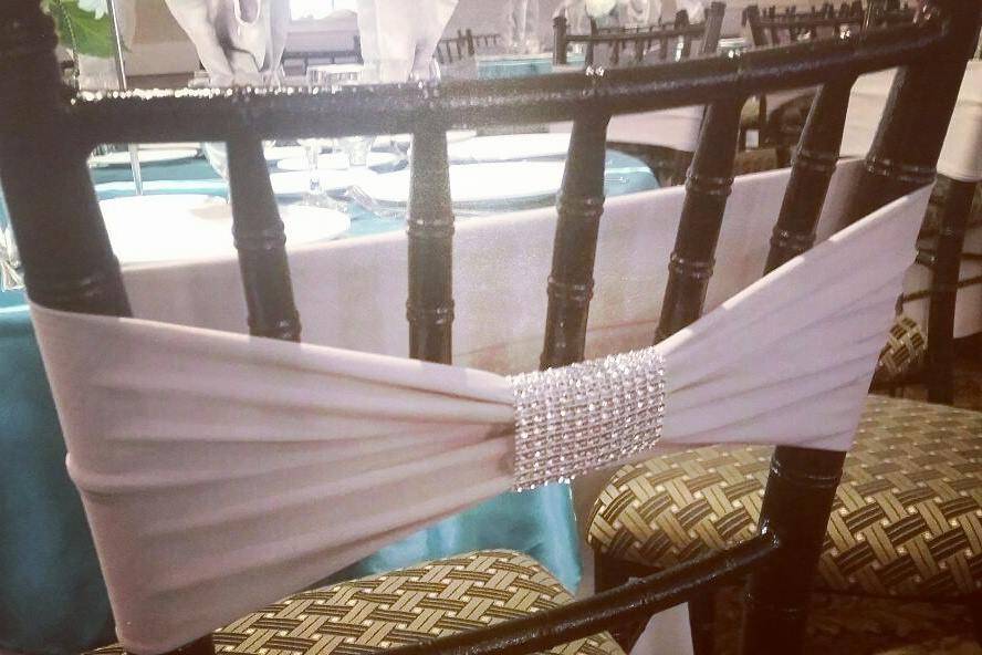 Chair band with rhinestones