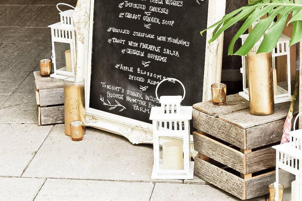 Georgian Roots chalkboard menu