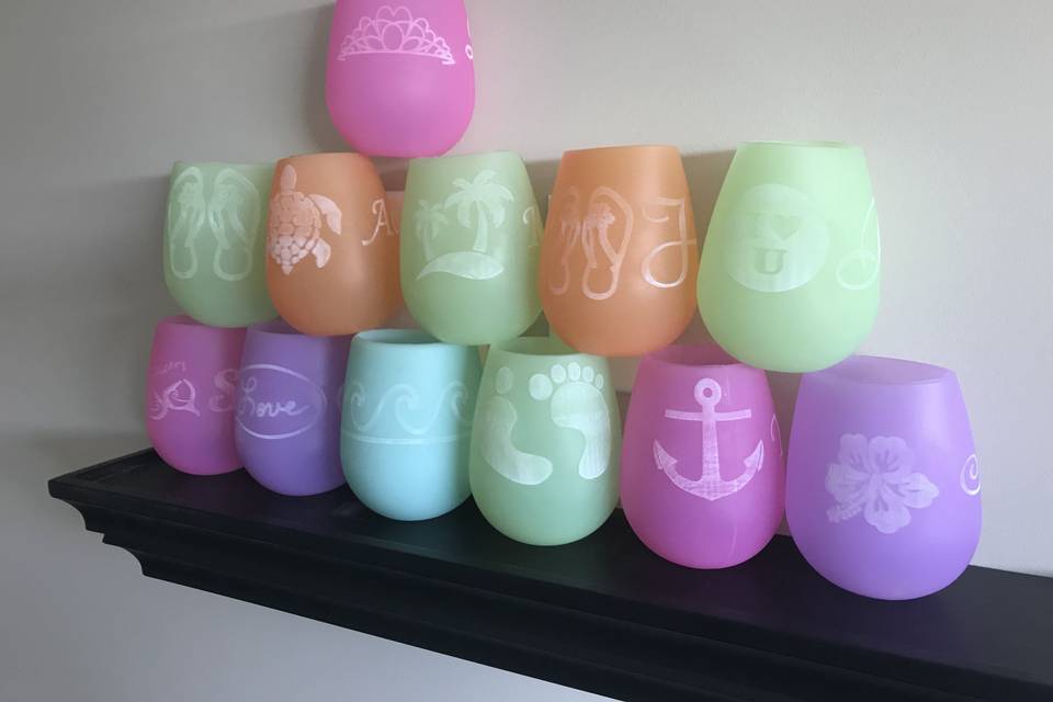 Engraved Silicone Wine Glasses