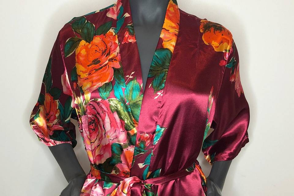 Burgundy Floral Robe