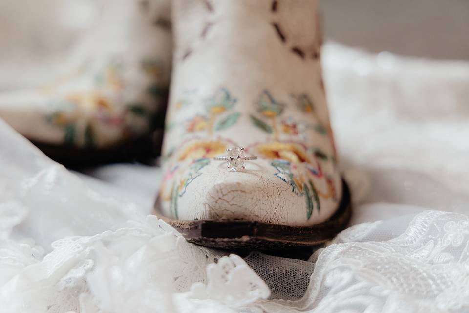 Western Wedding Boots and Ring