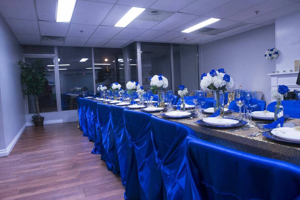 Royal blue formal dinner