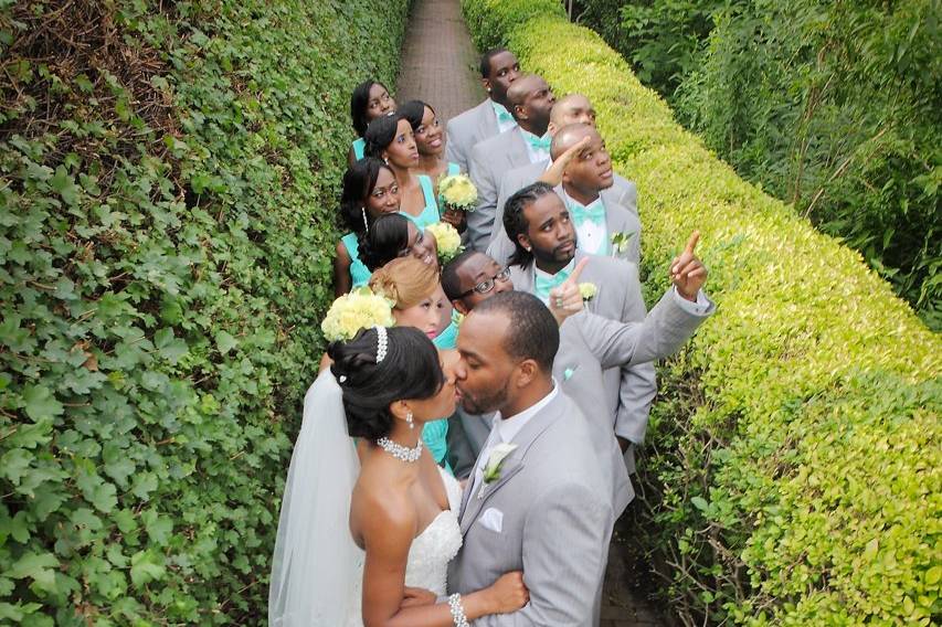 Wedding party in the parc