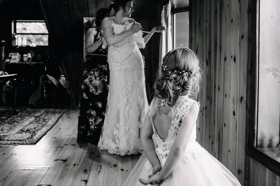 Flower Girls Looking bride