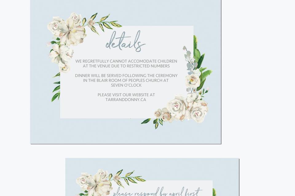 Details & RSVP cards