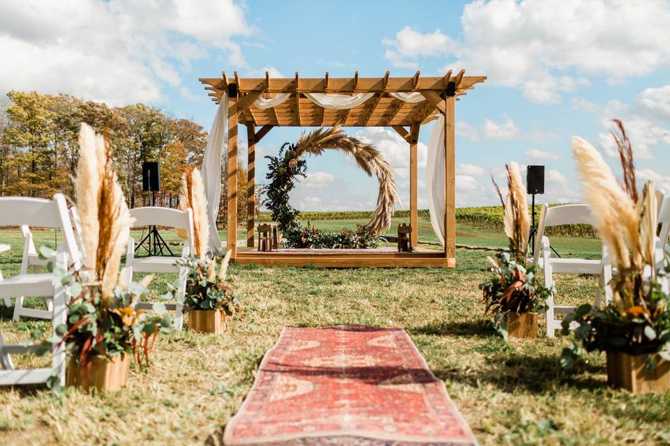 Our ceremony space by the pond