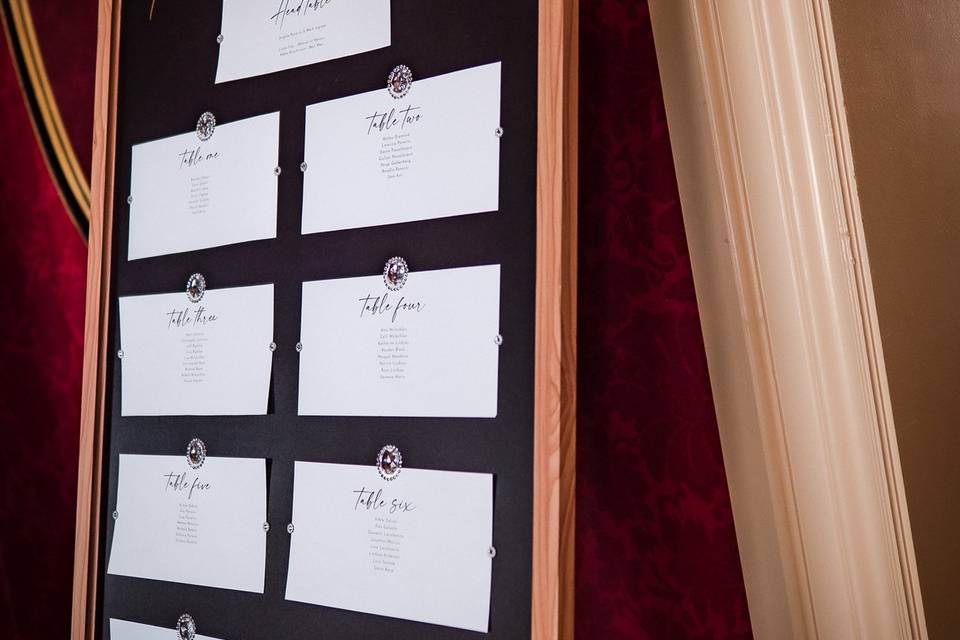 Seating chart table cards