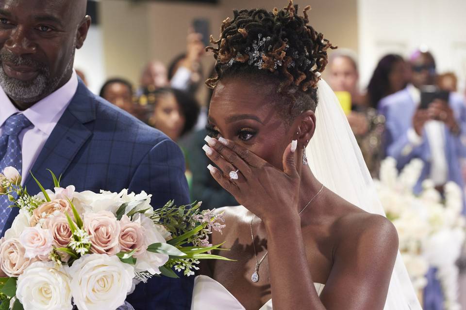 Bride crying