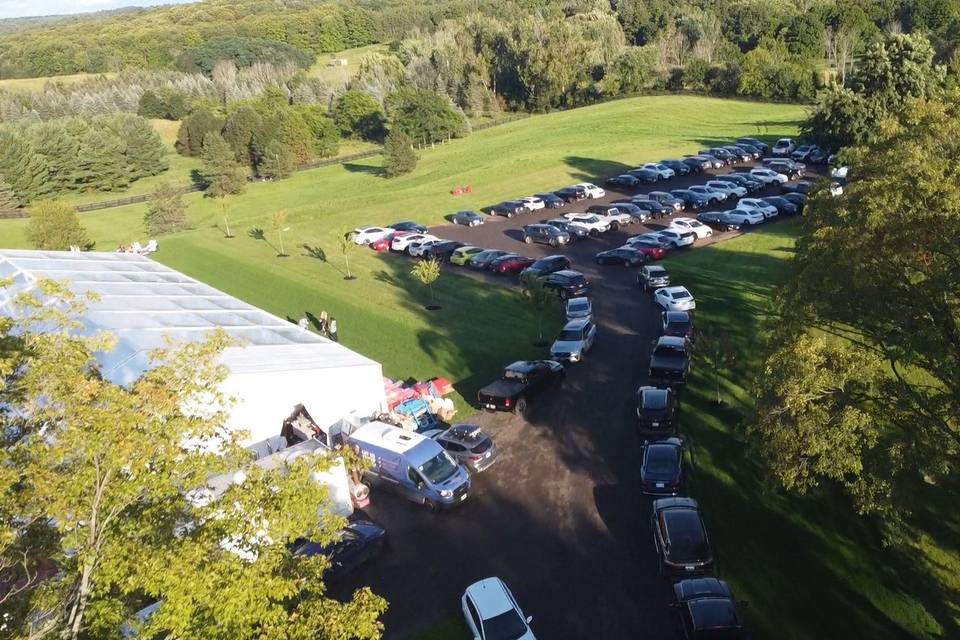 Arial view of 120 vehicles