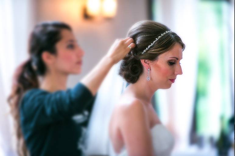 Finishing touches on our bride