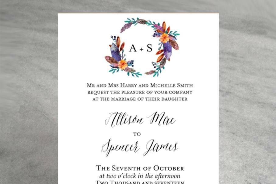 Boho wedding invites