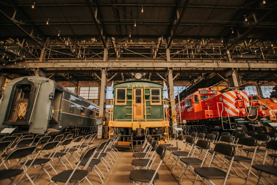 Backdrop of trains