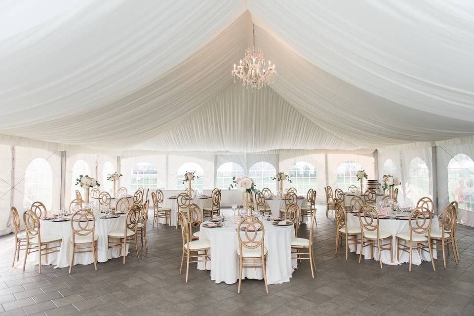 Tent and green lawn