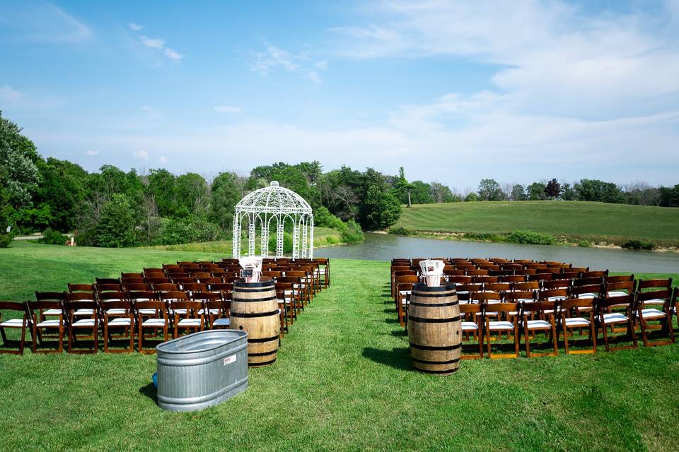 Ceremony overlooking the pond